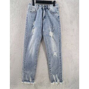 Daysie Jeans Women's 4  Straight Distressed High Rise Denim 28" Waist